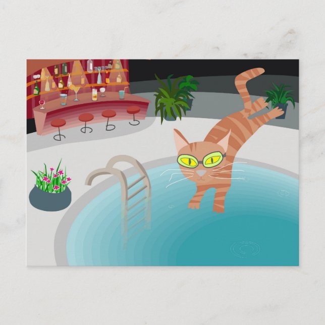 Pool cat postcard (Front)