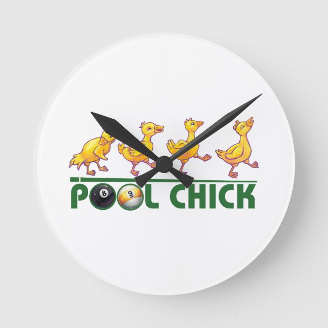 Pool Chick Round Clock (Front)