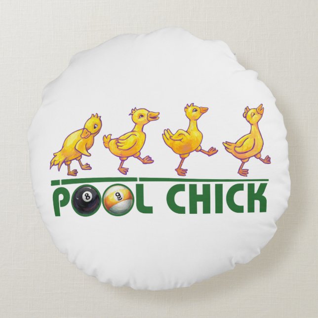 Pool Chick Round Cushion (Back)