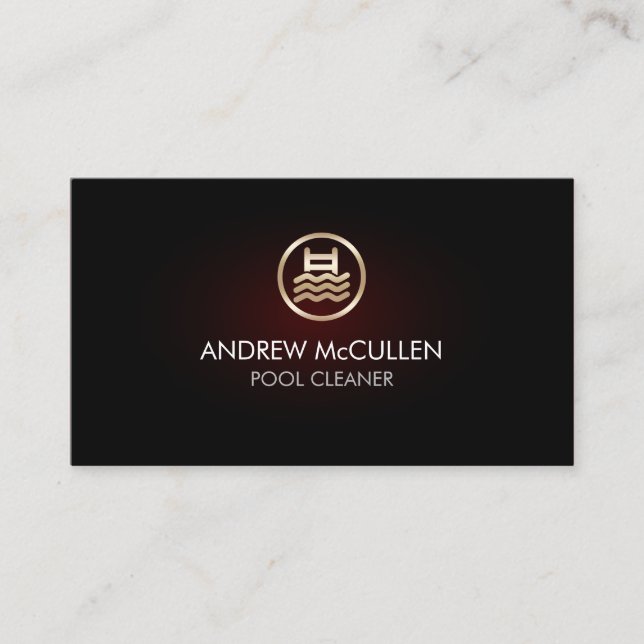 Pool Cleaner Swimming Pool Red Glow  Business Card (Front)