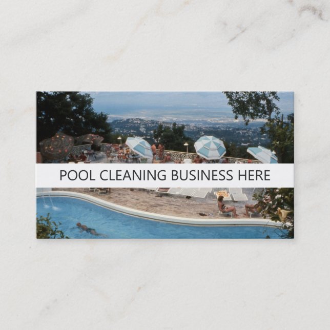 Pool Cleaning Retro Inspired Business Card (Front)