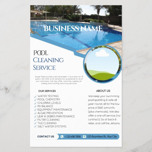 Pool Cleaning Service Business flyers (Front)