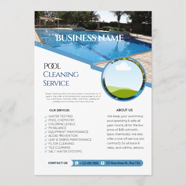 Pool Cleaning Service Business flyers Invitation (Front)