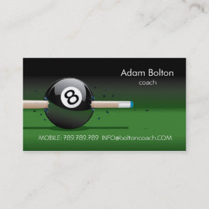 Pool Coach or Player Teacher Master School Sport Business Card