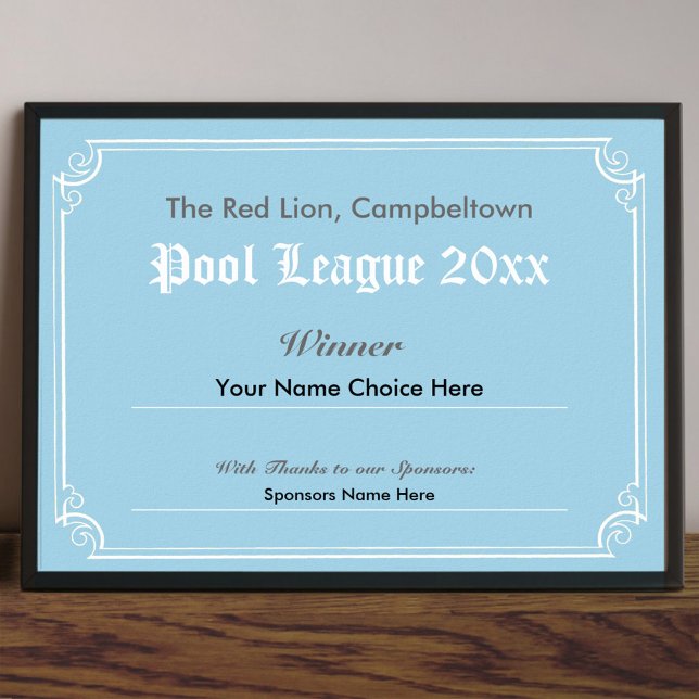 Pool Competition Winner's Certificate Poster (Creator Uploaded)
