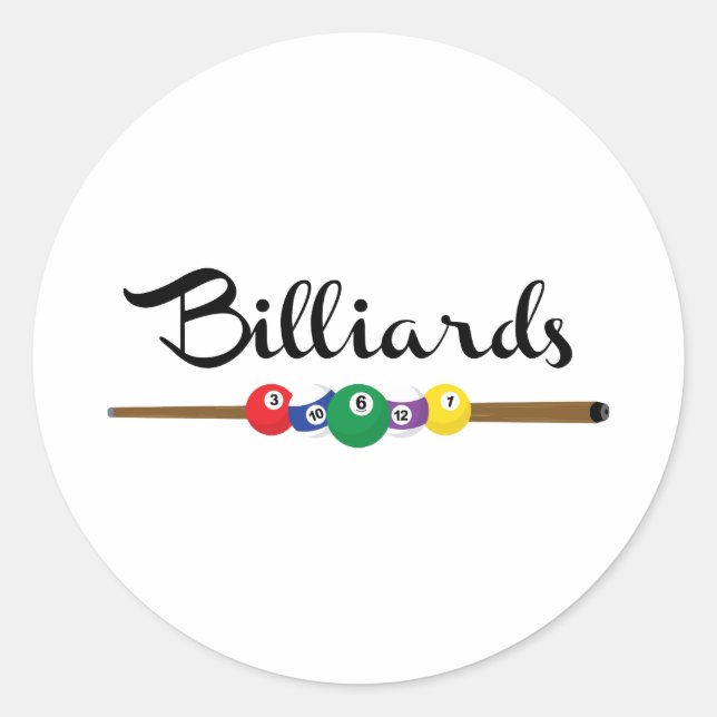 Pool Cue and Ball Border Classic Round Sticker (Front)