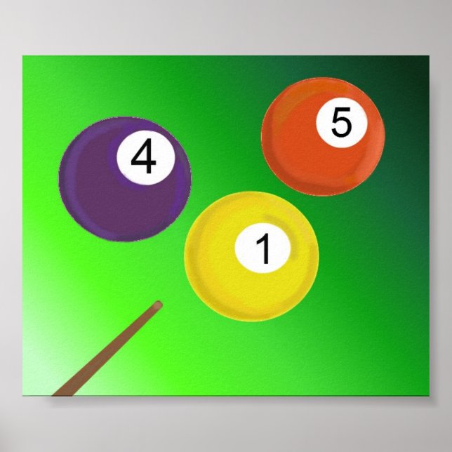 Pool Cue and Balls Poster (Front)