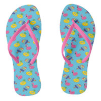 Pool Floats Patterned Bright Blue and Pink Summer