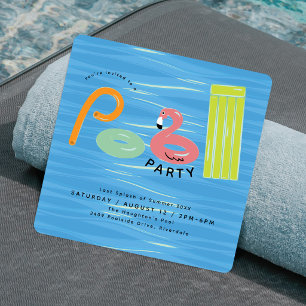 Pool Floats   Summer Splash Pool Party Invitation
