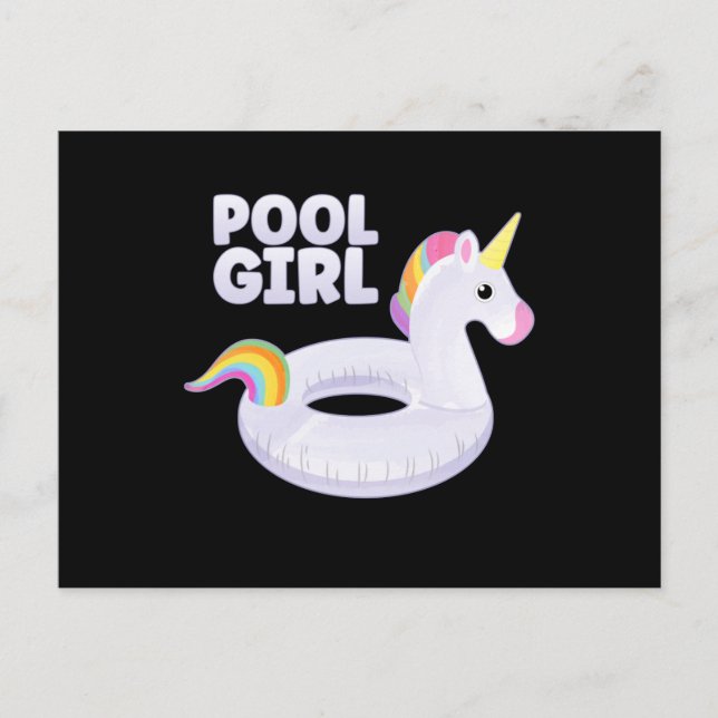 Pool Girl Unicorn Float Party Summer Vacation Postcard (Front)