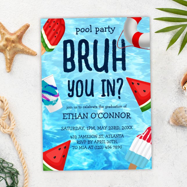 Pool Grad Party High School Senior Graduation Invitation (Pool Grad Party High School Senior Graduation Invitation)