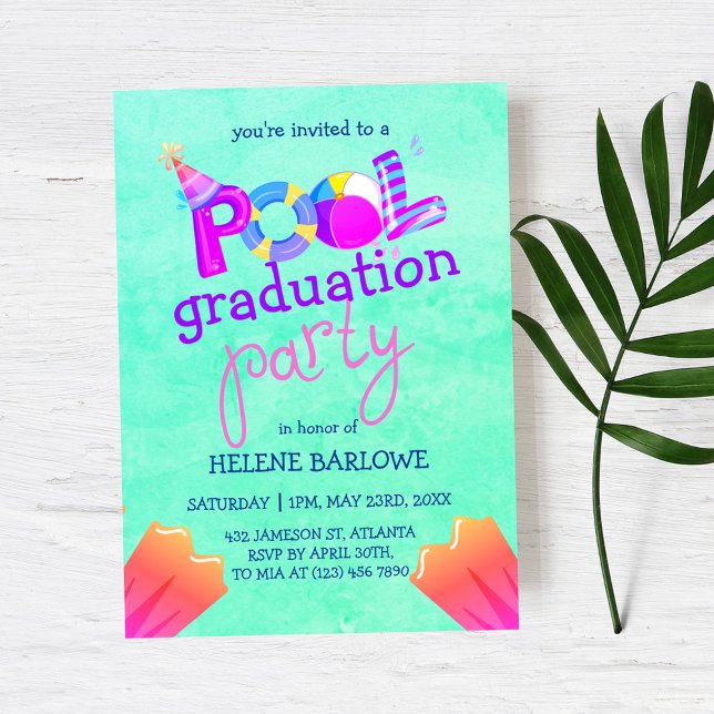 Pool Grad Party Senior High 2023 School Graduation Invitation (Creator Uploaded)