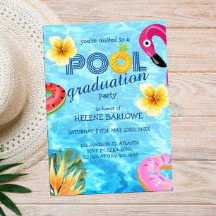 Pool Grad Party Senior High School Graduation Invitation