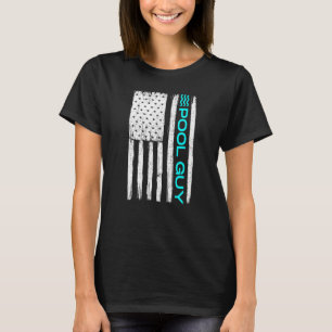 Pool Guy Vintage Retro Patriotic US Flag T-Shirt