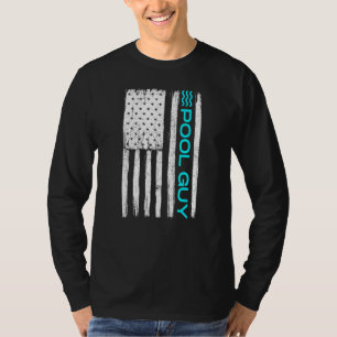 Pool Guy Vintage Retro Patriotic US Flag T-Shirt
