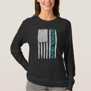 Pool Guy Vintage Retro Patriotic US Flag T-Shirt