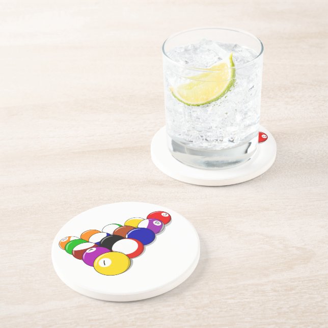 Pool Hall Balls Rack Em Sports Leisure Billiards Coaster (Side)