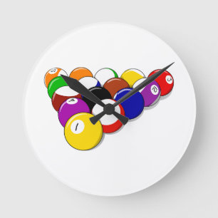 Pool Hall Balls Rack Em Sports Leisure Billiards Round Clock