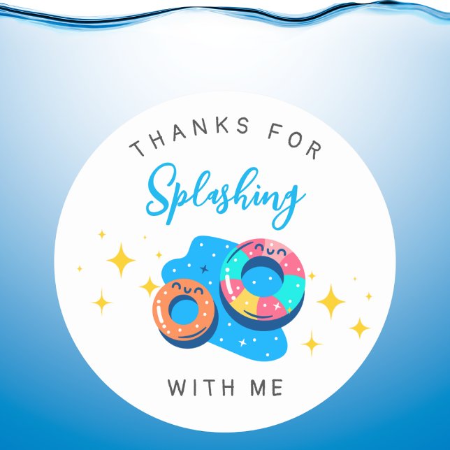 Pool Kids birthday party favour Classic Round Sticker (Creator Uploaded)