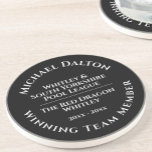 Pool League Trophy Sandstone Coaster<br><div class="desc">A sandstone coaster-style trophy to commemorate a Pool League Competition. Personalise to include name,  Club,  Competition,  and date. Unique memento of a special achievement.</div>