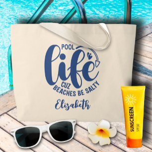 Pool Life Blue Large Tote Bag