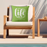 Pool Life Lime Green Cushion<br><div class="desc">Make a statement for your home or a give as a fun gift, this lime green outdoor pillow features your family name, year established, and "Pool life cuz beaches be salty" in chic lettering. Change the colour with the Zazzle Edit tools. MATCHING items in our collection.</div>