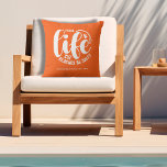 Pool Life Orange Cushion<br><div class="desc">Make a statement for your home or a give as a fun gift, this orange outdoor pillow features your family name, year established, and "Pool life cuz beaches be salty" in chic lettering. Change the colour with the Zazzle Edit tools. MATCHING items in our collection.</div>