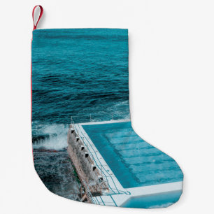 Pool near sea small christmas stocking