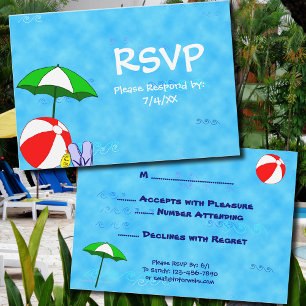 Pool or Beach Party 3.5x5 Editable RSVP Card