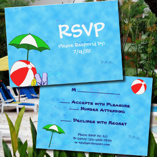 Pool or Beach Party 3.5x5 Editable RSVP Card