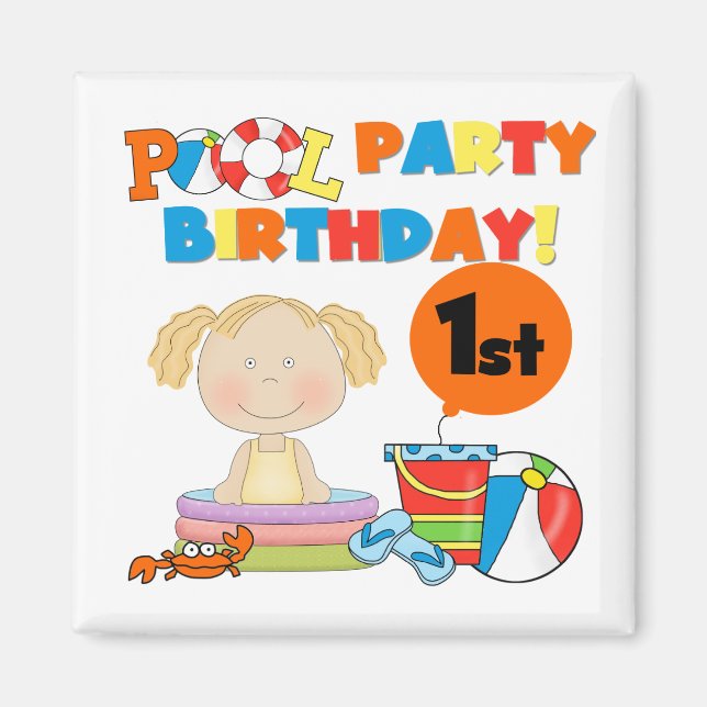 Pool Party 1st Birthday T-shirts and Gifts Magnet (Front)