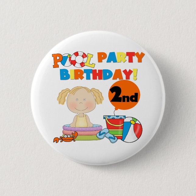 Pool Party 2nd Birthday Tshirts and Gifts 6 Cm Round Badge (Front)