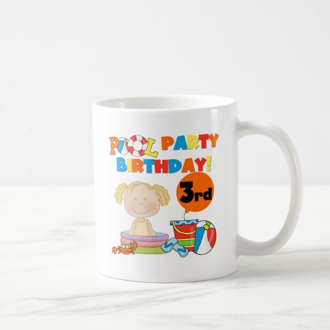Pool Party 3rd Birthday T-shirts and Gifts Coffee Mug (Right)