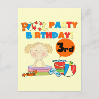 Pool Party 3rd Birthday T-shirts and Gifts Invitation Postcard