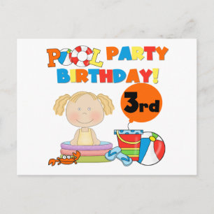 Pool Party 3rd Birthday T-shirts and Gifts Invitation Postcard