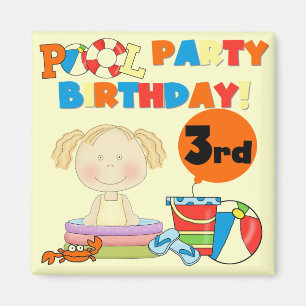 Pool Party 3rd Birthday T-shirts and Gifts Magnet