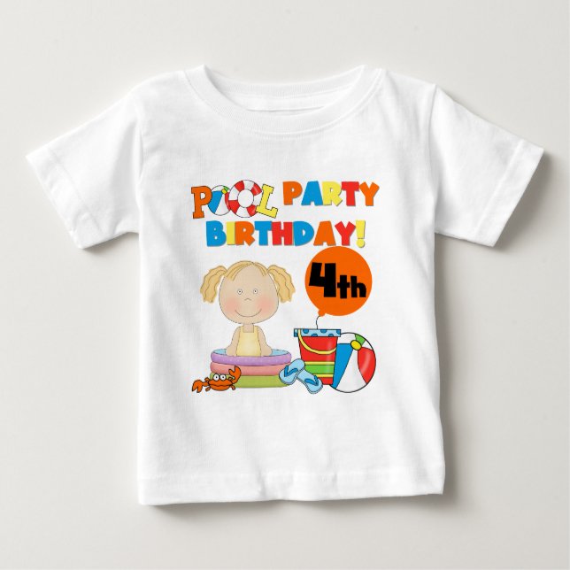 Pool Party 4th Birthday Tshirts and Gifts (Front)