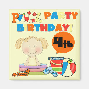 Pool Party 4th Birthday Tshirts and Gifts Magnet