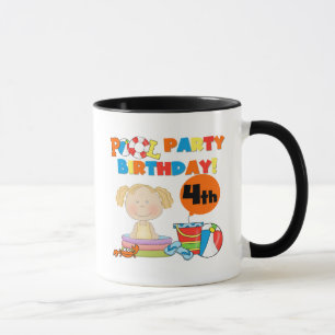 Pool Party 4th Birthday Tshirts and Gifts Mug