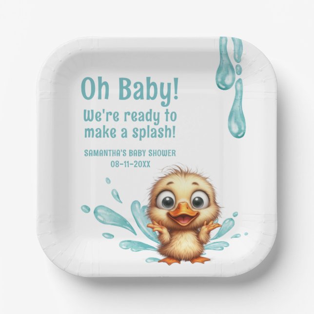 Pool Party baby shower  Paper Plate (Front)