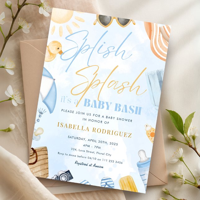 Pool Party Baby Shower Splish Splash Baby Bash Invitation (Pool Party Baby Shower Splish Splash Baby Bash Invitation)