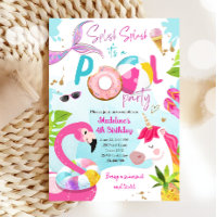 Pool Party Bash Unicorn Mermaid Flamingo Birthday