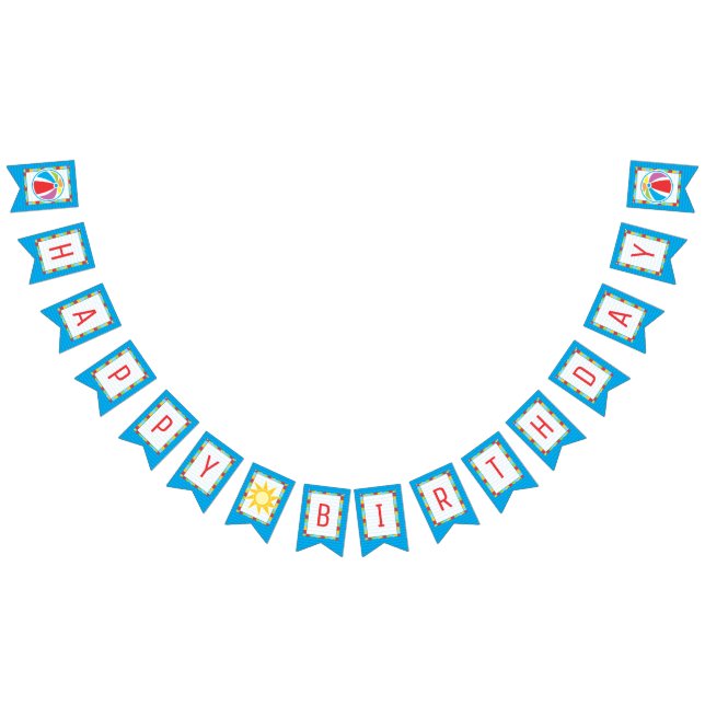 Pool Party Beach Ball Birthday Bunting (All)