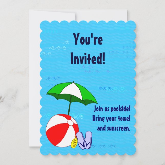 Pool Party Beach Ball Custom Invitations (Front)
