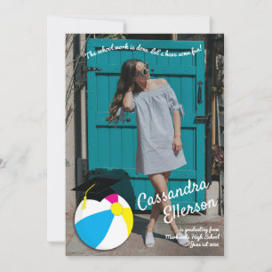 Pool Party Beach Ball Graduation Party Invitation