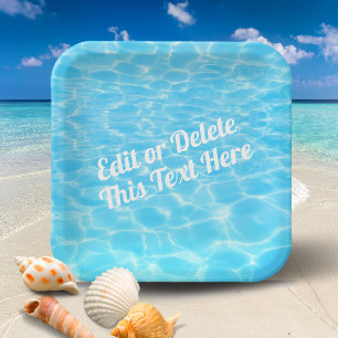 Pool Party Beach Party Summer Party Blue Water Paper Plate