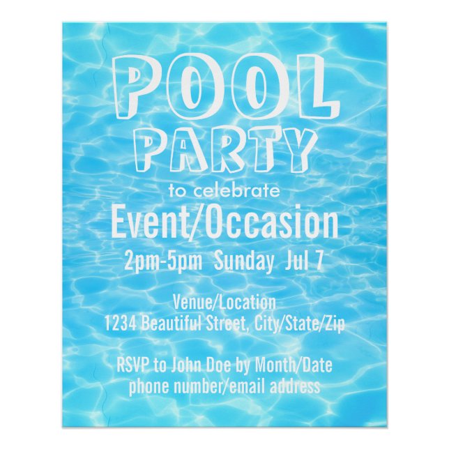 Pool Party Beach Party Summer Party cool modern Poster (Front)
