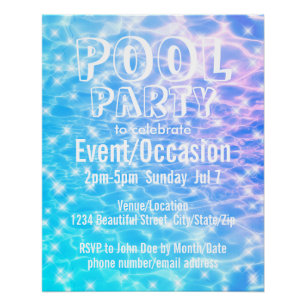 Pool Party Beach Party Summer Party water ripples Poster