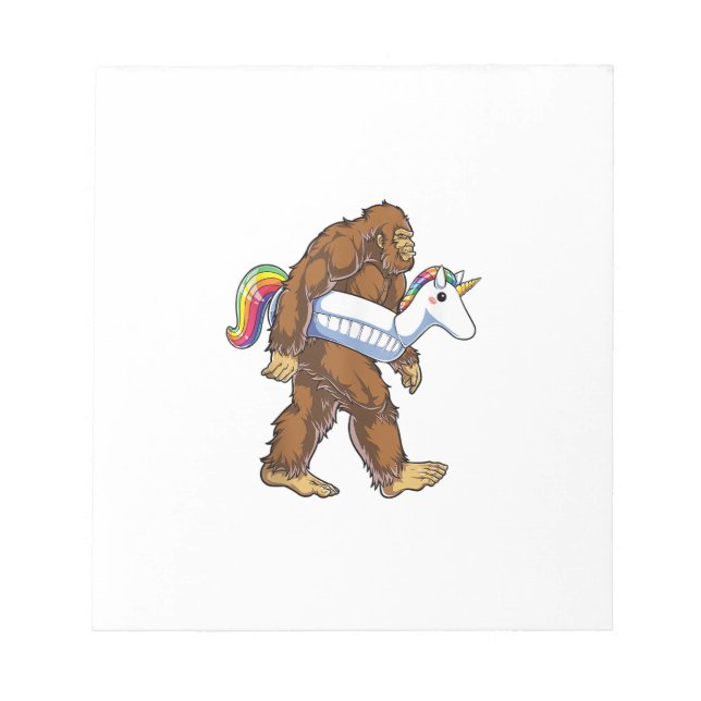 Pool Party Bigfoot Unicorn Float Funny Sasquatch R Notepad (Front)