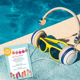 Pool Party Birthday Celebration Invitations